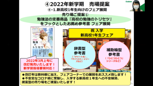  勉強会では、新高校１年生に向けた売り場の提案が行われた