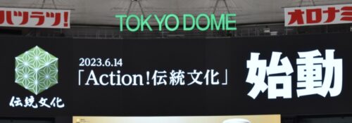  東京ドームのバックスクリーンに映し出されたＰＲ動画